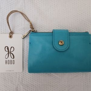 🌺HOBO Ray Aqua Leather Small Bifold Wallet NWT, retail $98